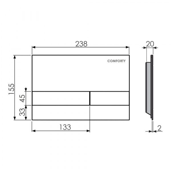 Двухрежимная панель смыва/Тонкая клавиша управления Comforty CF5097TB черная матовая для системы инсталляции CF5K009DN