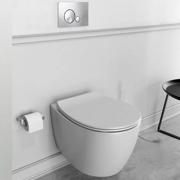 Готовый комплект: унитаз подвесной безободковый Гэлакси + инсталляция Оли + кнопка Оли Глоуб хром глянец