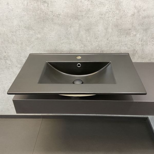 Черная накладная раковина столешница 75 см Comforty 75EMB фарфор матовая