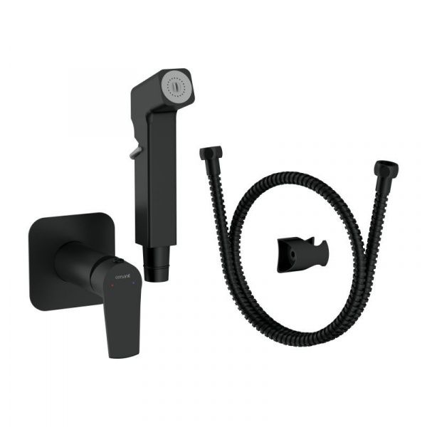 Встраиваемый смеситель с гигиеническим душем Cersanit Сити 68333 чёрный