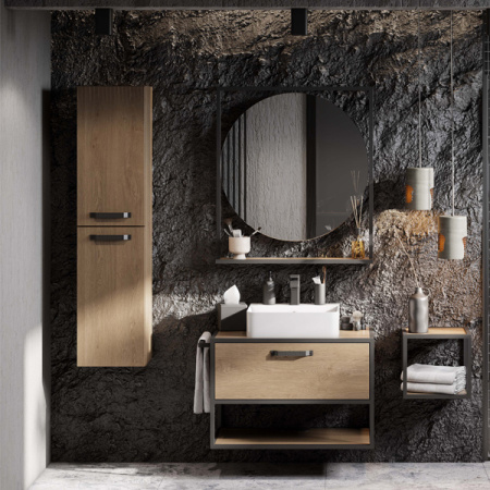 Тумба-умывальник Акватон Лофт Фабрик 80 Дуб Кантри 1A242401LTDY0 с раковиной Geometry 450х400