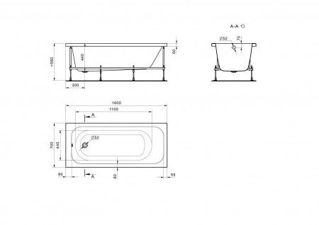 Ванна акриловая прямоугольная Сантек Ламма 160Х70 1WH501767 белая