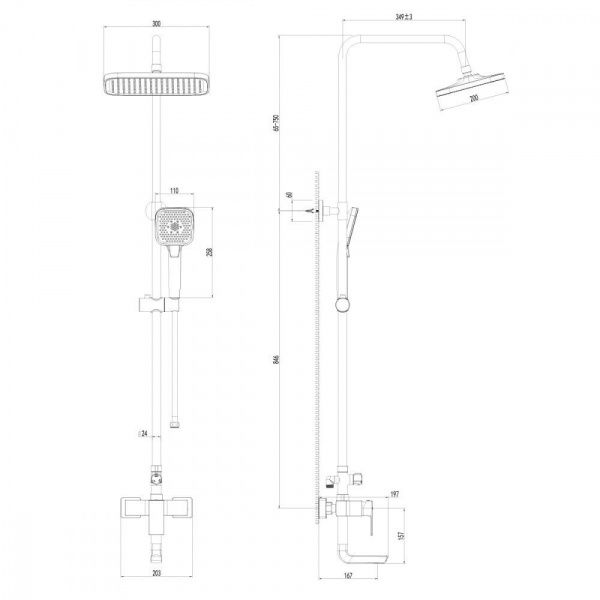 Душевая система с тропическим душем и поворотным изливом AWP Urgun  S2962C хром