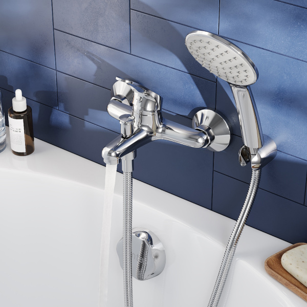 Смеситель для ванны Сантек Баус WH5A10010C001 короткий излив, с аксессуарами, хром