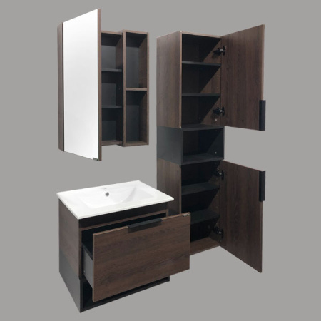 Тумба-умывальник Comforty Франкфурт-60 дуб шоколадно-коричневый с раковиной Comforty 60E