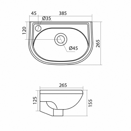 Santek. Умывальник Бриз-40 (Л) 1WH110442 с одним отверстием, без постамента