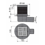 Сливной трап AlcaPlast APV31 105×105/50 мм боковой сток, решетка из нержавеющей стали, гидрозатвор комбинированный SMART