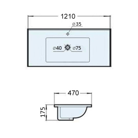 Накладная мебельная раковина 120 см Comforty 9120E фарфор, белая