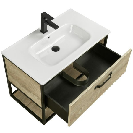 Тумба-умывальник Акватон Лофт Фабрик 80 Дуб Эндгрейн 1A242401LTDU0 с раковиной Victoria-N 800х460