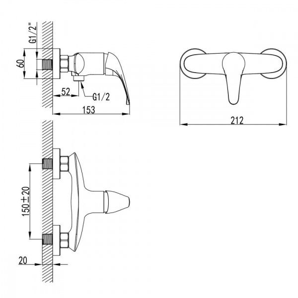Смеситель для душа AWP Agura S0703C хром