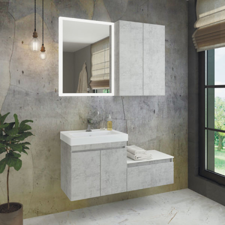 Comforty. Тумба подвесная "Осло-60" бетон светлый с белой столешницей