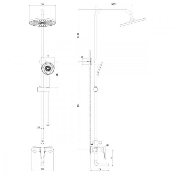 Душевая система с тропическим душем и поворотным изливом AWP Tair S3062C хром