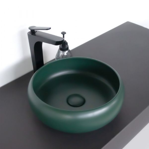 Накладная круглая раковина чаша Comforty 113MDG темно-зеленая матовая