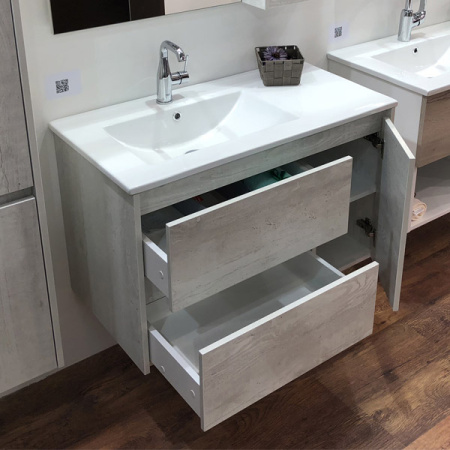 Comforty. Тумба-умывальник "Бремен-90" дуб белый с раковиной Comforty 9090EL