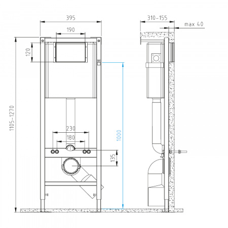 Готовый комплект Cersanit: подвесной унитаз Street Fusion Vortex DPL EO slim, инсталляция Vector, кнопка Twins пластик хром глянец