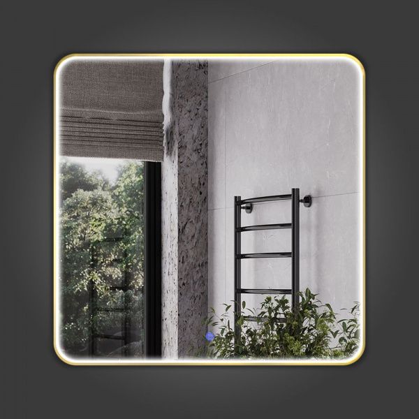 Зеркало в золотой алюминиевой раме 80 см Comforty Сириус-80 LED IC-подсветка теплый свет, сенсор