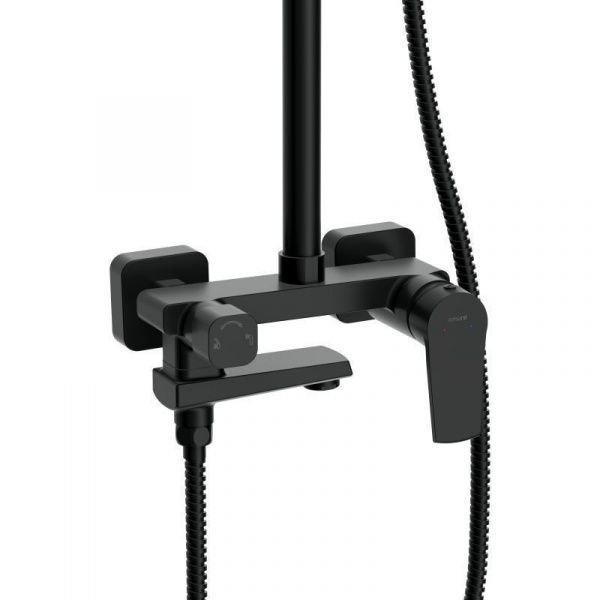 Душевая система с поворотным изливом Cersanit Сити 68395, 1 режим, шланг 150 мм металл, чёрный