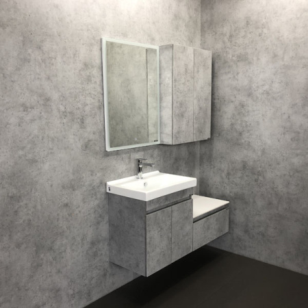 Comforty. Тумба подвесная "Осло-60" бетон светлый с белой столешницей