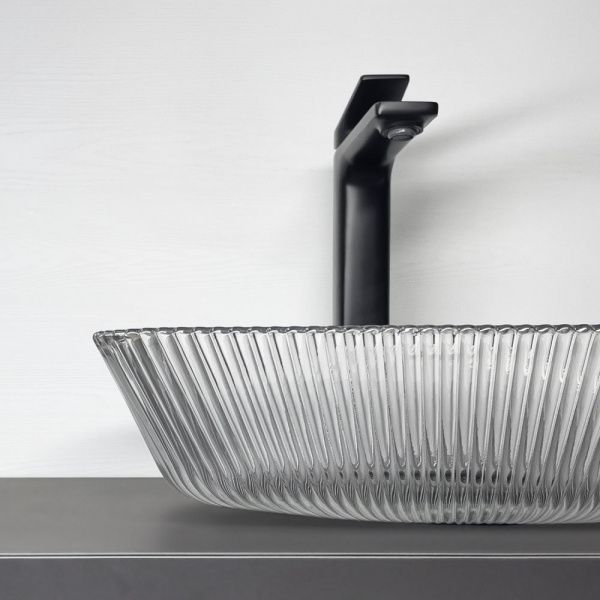 Накладная прямоугольная раковина Comforty CF22403 закаленное прозрачное стекло