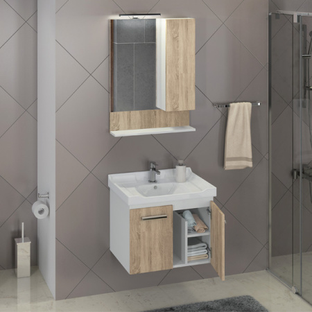 Comforty. Тумба-умывальник Рига-60 дуб сонома с раковиной Comforty 9335-60