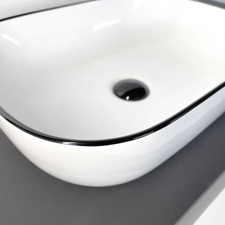 Накладная раковина для ванной Comforty CF11097 скандинавская черная кромка, фарфор