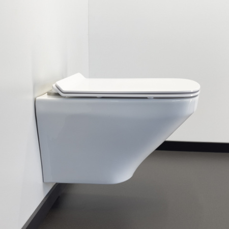 Унитаз подвесной безободковый Comforty 108 сиденье дюропласт softclose тонкое, быстросъёмное