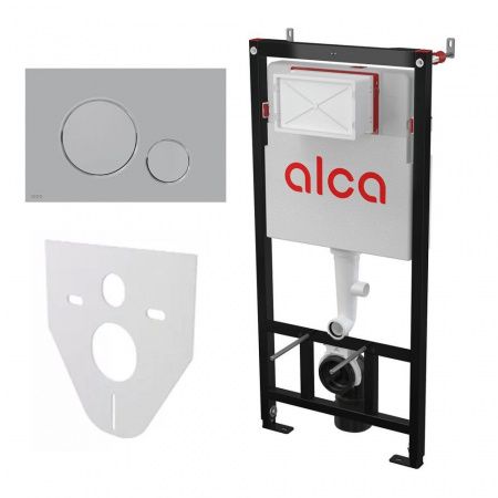 Комплект 4 в 1, инсталляция AlcaPlast AM101/1120 кнопка смыва хром глянец M671 шумоизоляция