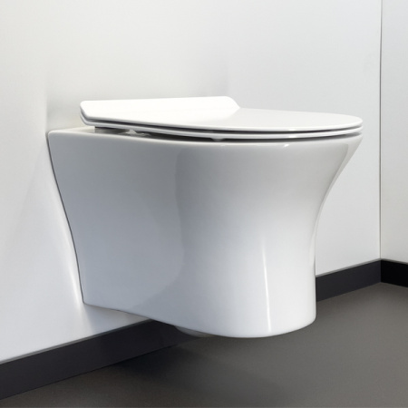 Унитаз подвесной безободковый Comforty 109 сиденье дюропласт softclose тонкое, быстросъёмное