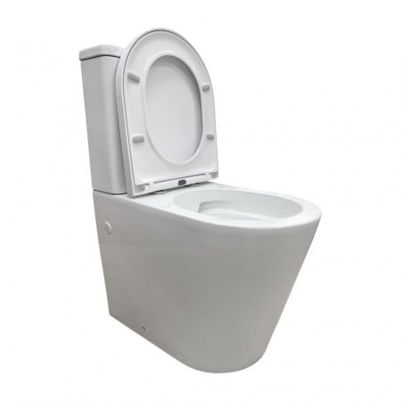 Безободковый унитаз-компакт Comforty CF41273S2 универсальный выпуск, двухрежимный, сиденье дюропласт с микролифтом
