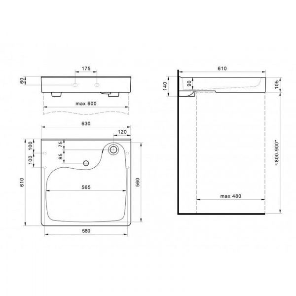 Раковина Santek Клио 60х61 с кронштейнами и сифоном 1WH501785