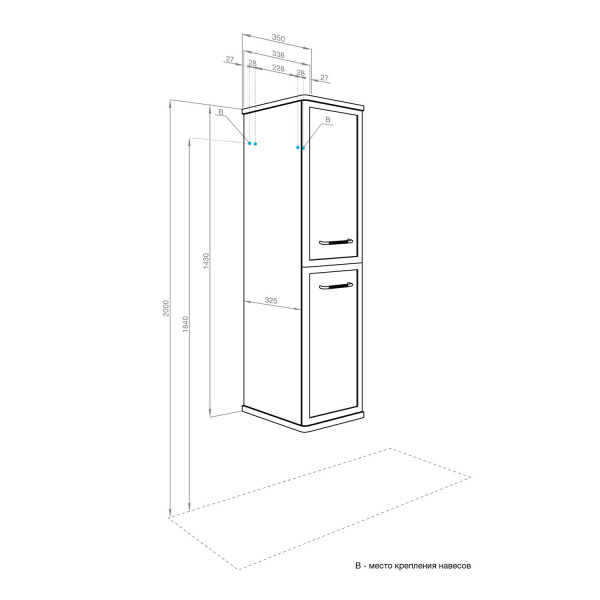 Шкаф-колонна для ванной Акватон Нео-Классика цвета Кипарис 1A284603NC5E0