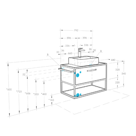 Тумба-умывальник Акватон Лофт Фабрик 80 Дуб Кантри 1A242401LTDY0 с раковиной Geometry 450х400
