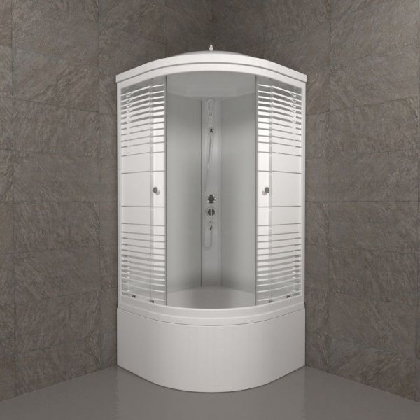 Угловая душевая кабина Тритон Полосы 90*90 Б, глубокий поддон, сифон D50