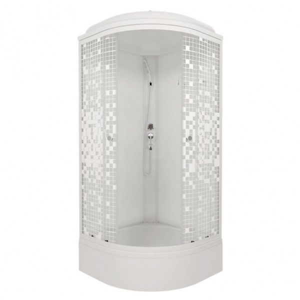 Угловая душевая кабина Тритон Мозаика 90*90 В, средний поддон, сифон D50