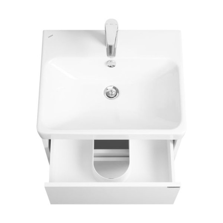 Тумба-умывальник Акватон Сканди 55 белый матовый/белый глянец 1A251701SD010 с раковиной Адриана-55