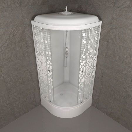 Угловая душевая кабина Тритон Мозаика 90*90 В, средний поддон, сифон D50