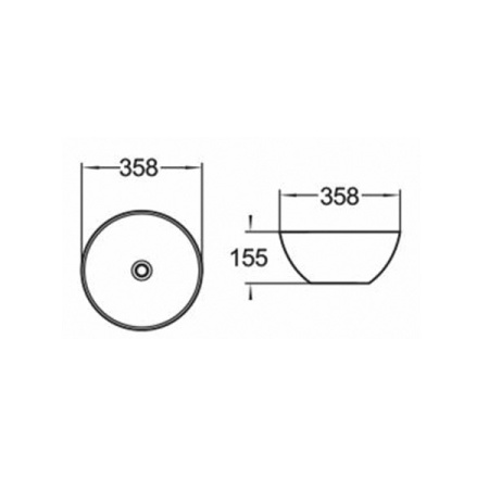Круглая черная накладная раковина 35 см Comforty 107 MB матовая
