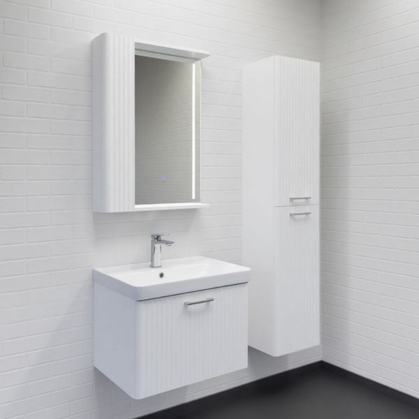 Зеркало-шкаф Comforty Ангара-60 белый матовый с LED подсветкой