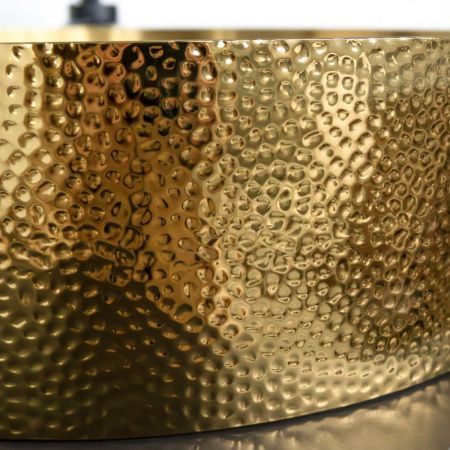 Круглая раковина 40 см из нержавеющей стали с рифленым бортом Comforty CF8WBHD39G цвет золото, с донным клапаном