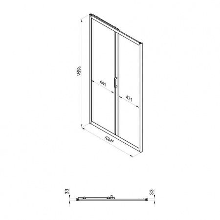 Дверь душевая Тритон Слайд 100*185, стекла с рисунком полосы