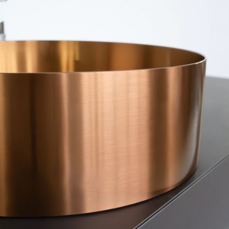 Круглая накладная раковина 40 см из нержавеющей стали Comforty CF8WBTD39RG цвет бронза, с донным клапаном