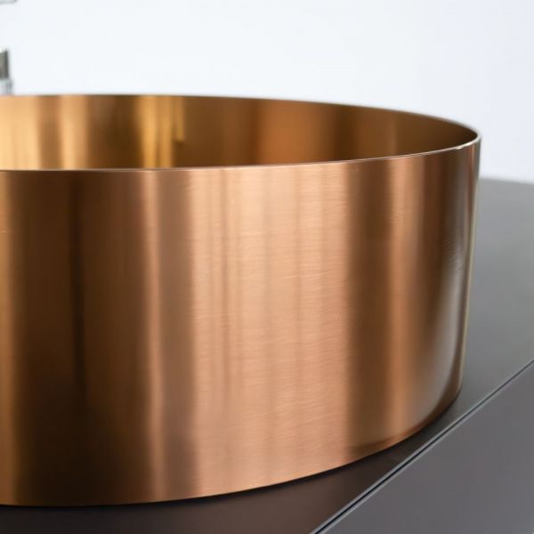 Круглая накладная раковина 40 см из нержавеющей стали Comforty CF8WBTD39RG цвет бронза, с донным клапаном