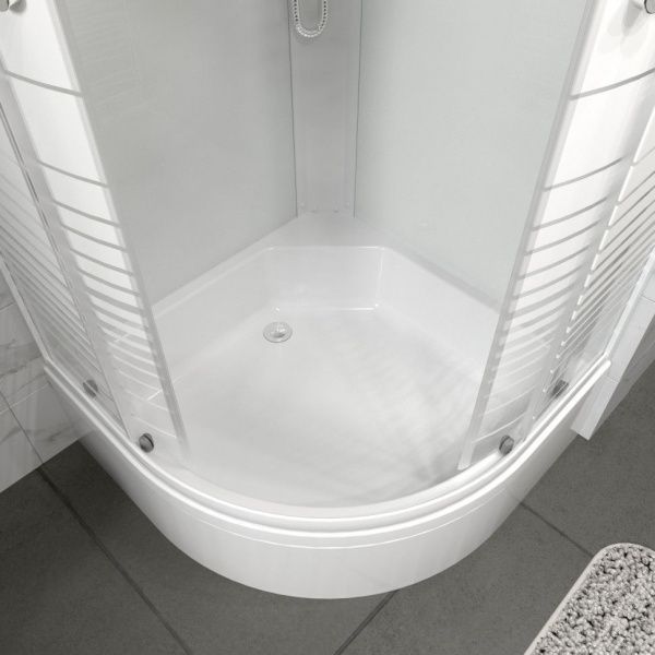 Угловая душевая кабина Тритон Полосы 100*100 В средний поддон, сифон D50 клик клак