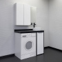Набор мебели под стиральную машину Comforty Лозанна-100 со столешницей Калакатта Блэк с раковиной 9111