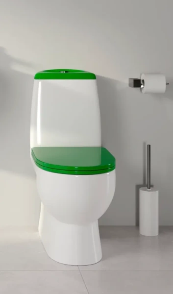 Sanita Luxe. Унитаз-компакт Best Color Green SL DМ двухрежимный, сиденье дюропласт с микролифтом