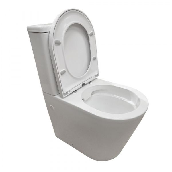 Безободковый унитаз-компакт Comforty CF41273S2 универсальный выпуск, двухрежимный, сиденье дюропласт с микролифтом