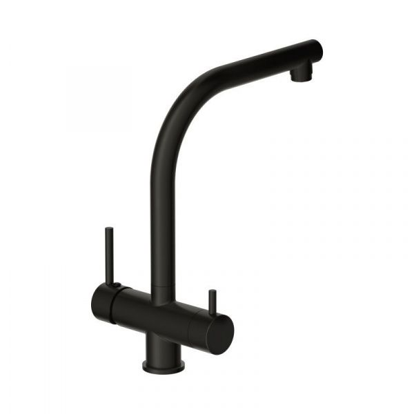 Смеситель для кухни с L-изливом Cersanit Crea 68223 с фильтром, чёрный