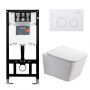 Готовый комплект Comforty 00-00022742CF: подвесной безободковый унитаз 106 + инсталляция CF3GT1900-10WH  с белой матовой клавишей