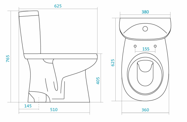 Santek. Унитаз-компакт "Анимо", 1WH302133 выпуск в пол, двухрежимная арматура, сиденье дюропласт