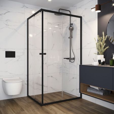Душевое ограждение Domani-Spa Cube V128 1200*800*1900, без поддона, прозрачное стекло, Black accents